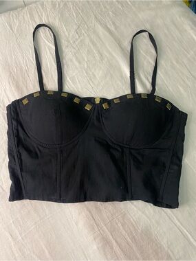 Blue notes Black Studded Bustier Crop Top